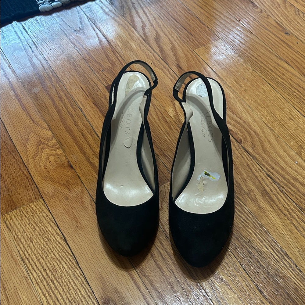 Talbots Suede Black Slingback Women's Heels - Picture 2 of 4